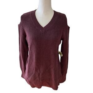 Lucy & Laurel Waffle Knit Sweater Plum M